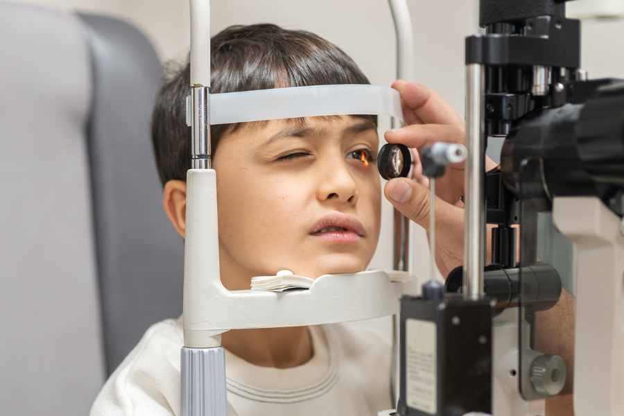 Child getting their vision checked.